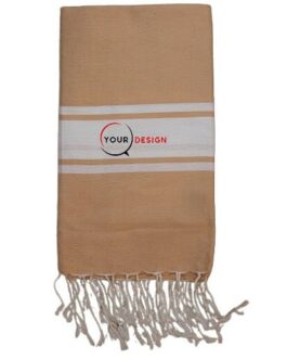 Fouta plate beige rosé rayures blanches Tunisie