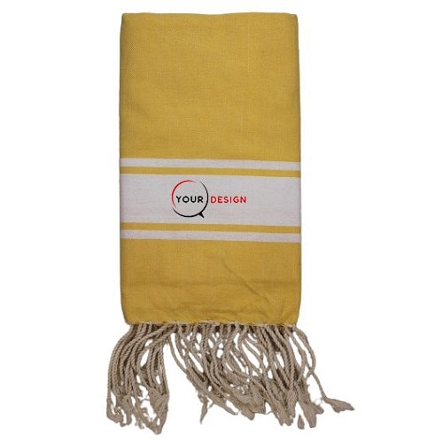Fouta-plate-jaune-imperial-rayures-blanches-tunisie-