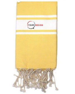 Fouta plate jaune safran rayures blanches