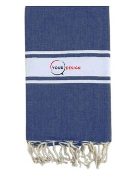 Fouta plate authentique bleu denim rayures blanches