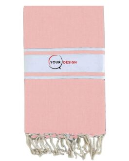 Fouta plate authentique rose bonbon rayures blanches