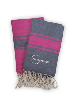 Duo fouta plate gris rose fushia