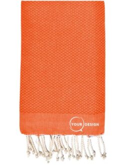 Fouta nid d’abeille uni corail 100% coton