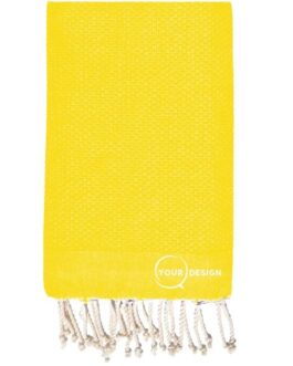 Fouta nid d’abeille unie jaune poussin 100% coton