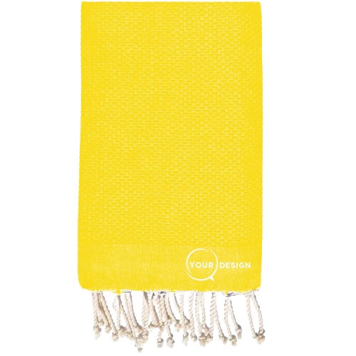 Fouta-nid-d-abeille-uni-jaune-poussin-pur-coton-tunisie-store-objet-publicitaire