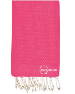 Fouta nid d’abeille unie rose hibiscus 100% coton