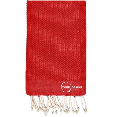 Fouta-nid-d-abeille-uni-rouge-cerise-pur-coton-tunisie-store-objet-publicitaire