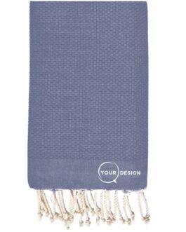 Fouta nid d’abeille unie bleu ardoise 100% coton