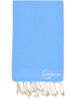 Fouta nid d’abeille unie bleu ciel 100% coton