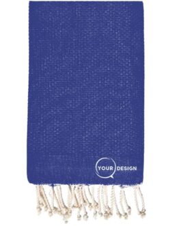 Fouta nid d’abeille unie bleu profond 100% coton