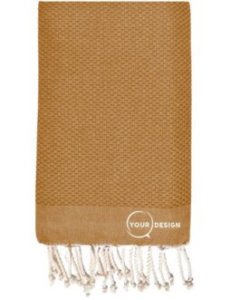 Fouta nid d’abeille unie caramel 100% coton