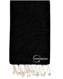 Fouta-nid-d-abeille-unie-noir-pur-coton-tunisie-store-objet-publicitaire