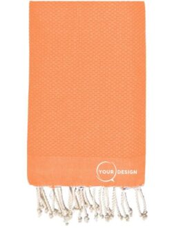 Fouta nid d'abeille unie orange saumon 100% coton Tunisie