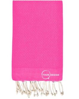 Fouta nid d’abeille unie rose bonbon 100% coton