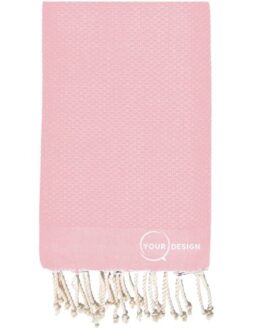 Fouta nid d’abeille unie rose pastel 100% coton