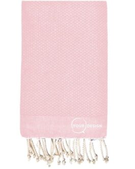 Fouta nid d'abeille unie rose poudre 100% coton Tunisie