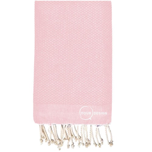 Fouta nid d'abeille unie rose poudre 100% coton Tunisie