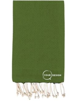 Fouta-nid-d-abeille-unie-vert-olive-pur-coton-tunisie-store-objet-publicitaire