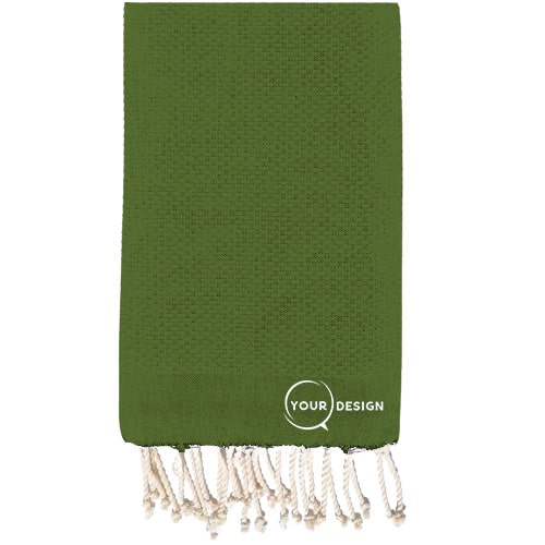 Fouta-nid-d-abeille-unie-vert-olive-pur-coton-tunisie-store-objet-publicitaire