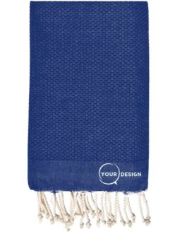 Fouta nid d’abeille unie bleu denim 100% coton