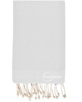 Fouta nid d’abeille unie gris clair 100% coton