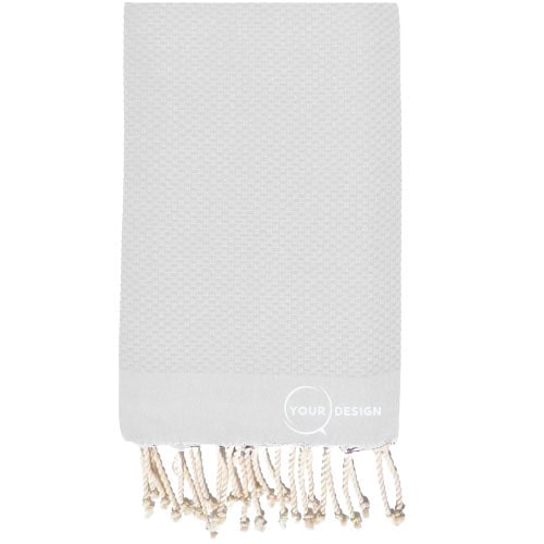 Fouta nid d'abeille unie gris clair 100% coton Tunisie