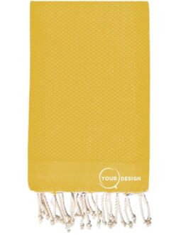 Fouta nid d’abeille unie jaune moutarde 100% coton