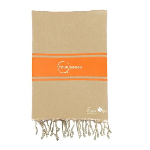 Fouta-plate-authentique-bicolore-beige-orange-tunisie-store-objet-publicitaire