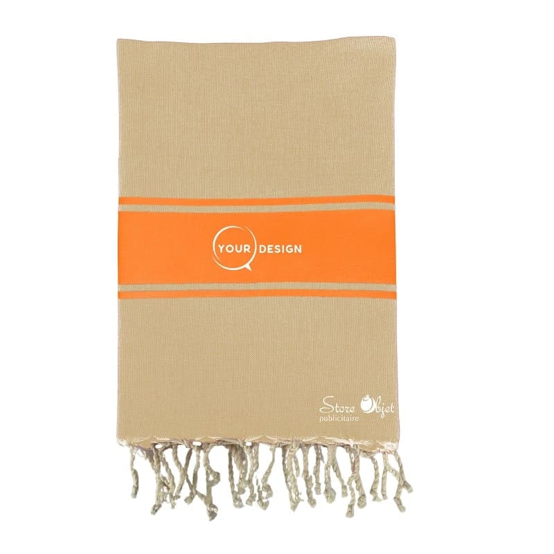 Fouta-plate-authentique-bicolore-beige-orange-tunisie-store-objet-publicitaire