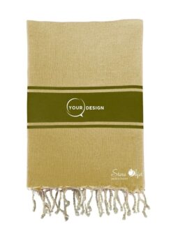 Fouta plate authentique bistre et vert olive