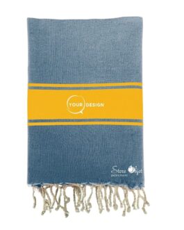 Fouta plate authentique bicolore bleu et jaune