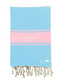 Fouta plate authentique bicolore bleu turquoise et rose