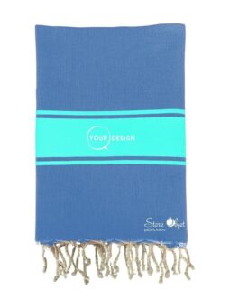 Fouta plate authentique bleu grec et bleu turquoise