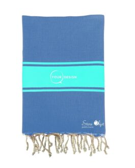 Fouta plate authentique bicolore bleu grec bleu-turquoise