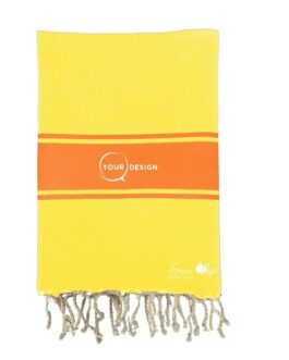 Fouta plate authentique bicolore jaune et orange