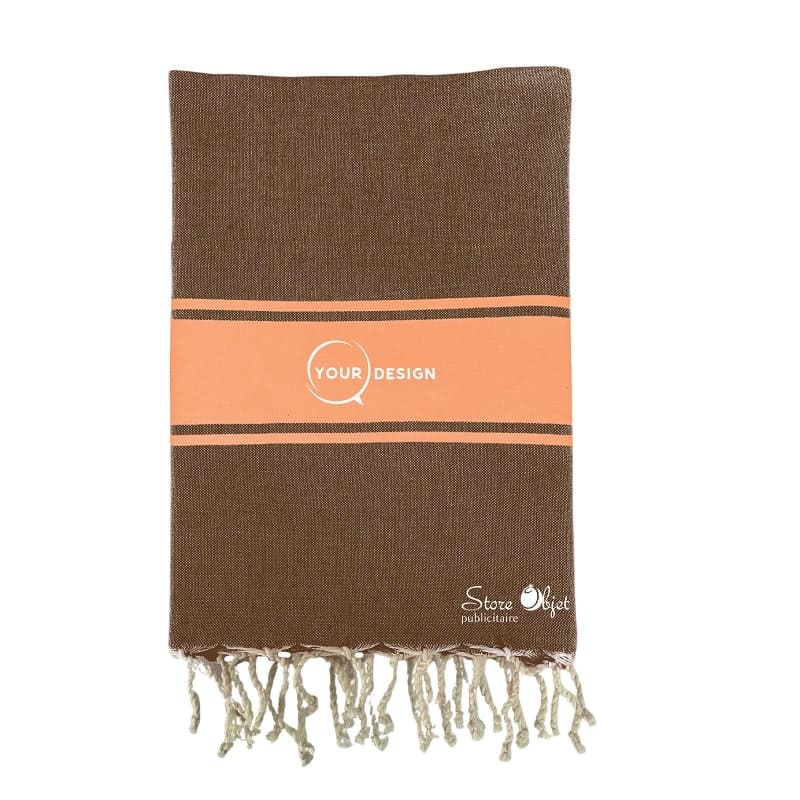 Fouta-plate-authentique-bicolore-marron-orange-tunisie-store-objet-publicitaire