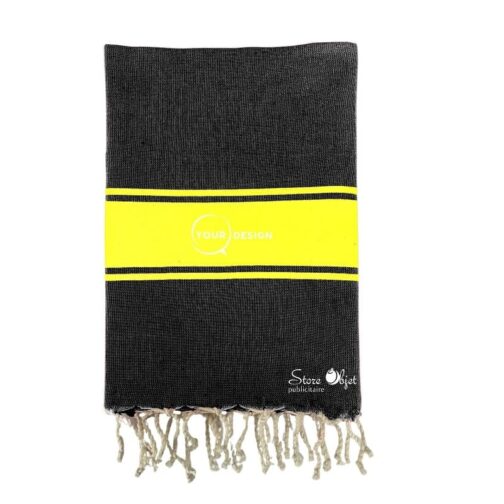 Fouta-plate-authentique-bicolore-noir-jaune-tunisie-store-objet-publicitaire.