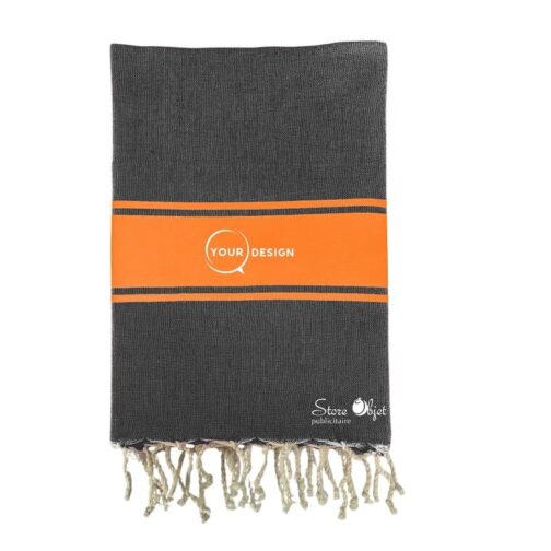 Fouta-plate-authentique-bicolore-noir-tangerine-tunisie-store-objet-publicitaire