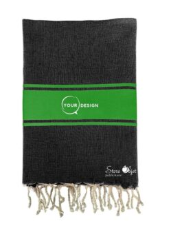 Fouta plate authentique bicolore noir et vert