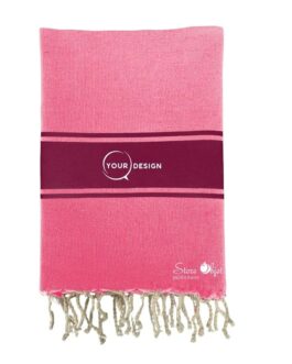 Fouta plate authentique bicolore rose et bordeaux