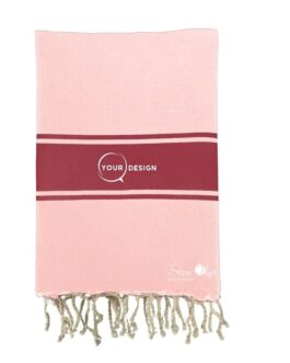 Fouta plate authentique rose clair et bordeaux