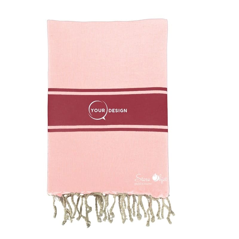 Fouta-plate-authentique-bicolore-rose-clair-bordeaux-tunisie-store-objet-publicitaire