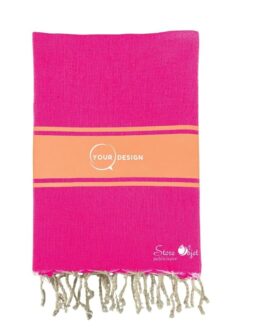 Fouta plate authentique bicolore rose fushia et orange