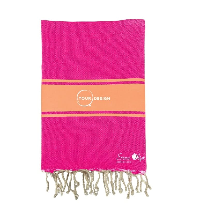 Fouta-plate-authentique-bicolore-rose-fushia-orange-tunisie-store-objet-publicitaire