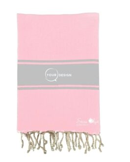 Fouta plate authentique bicolore rose et gris