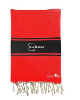 Fouta plate authentique bicolore rouge et noir