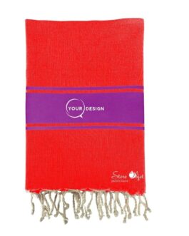 Fouta plate authentique rouge et violet