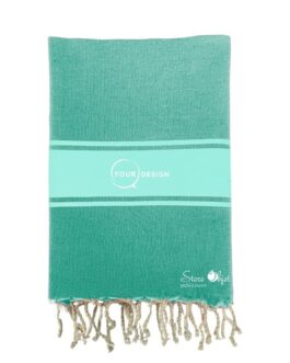 Fouta plate authentique bicolore vert et bleu turquoise