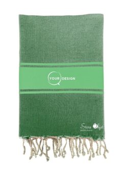 Fouta plate authentique bicolore vert foncé vert étang