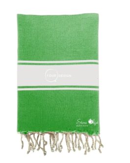 Fouta plate authentique bicolore vert et platine